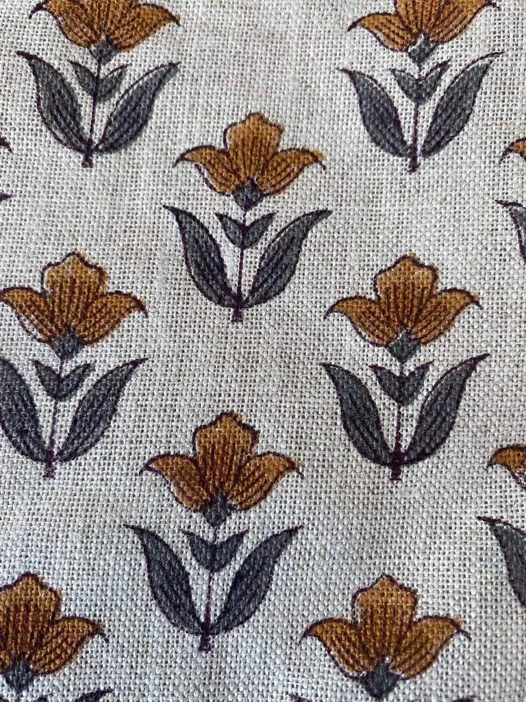 Avessa Block Print Handloom Linen Fabric