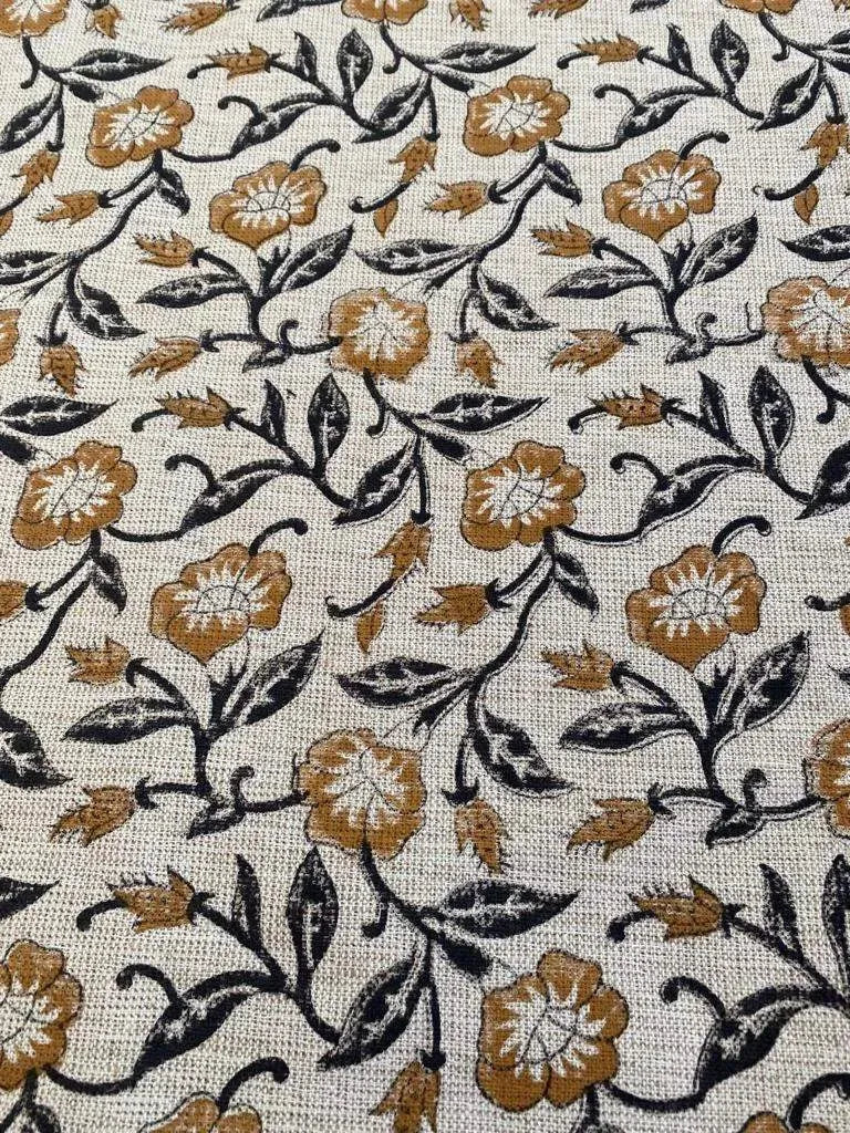 Fibo Block Print Handloom Linen Fabric