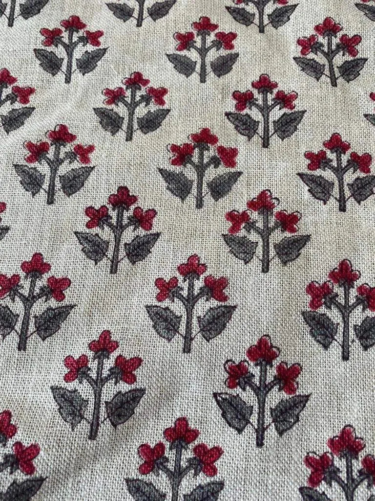 Indral Block Print Handloom Linen Fabric