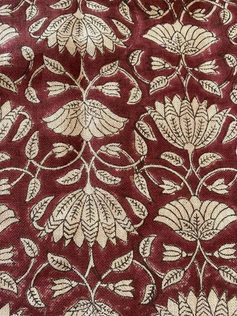 Inkwash Block Print Handloom Linen Fabric