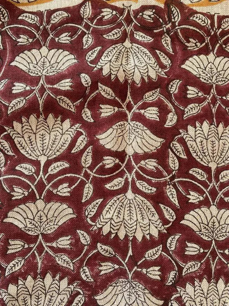 Inkwash Block Print Handloom Linen Fabric
