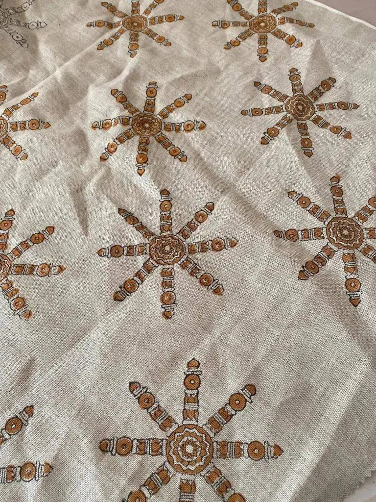 Handloom Linen Fabric - most popular block print fabric - best for Upholstery , cushion cover , sofa/chair cover , and other crafts - Maple Village Lane