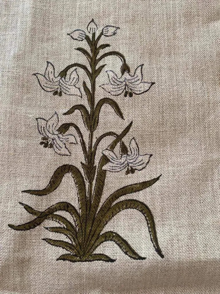 Elyvia Block Print Handloom Linen Fabric