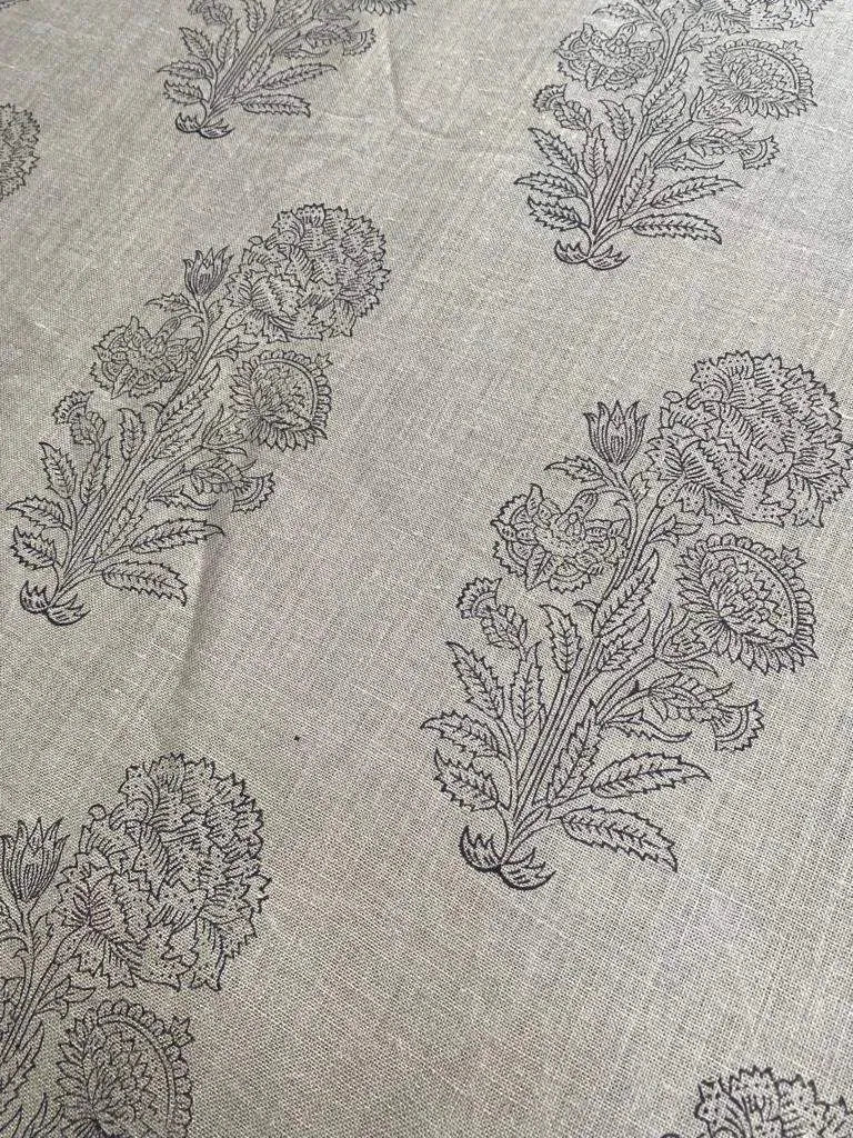 Heslyn Block Print Handloom Linen Fabric