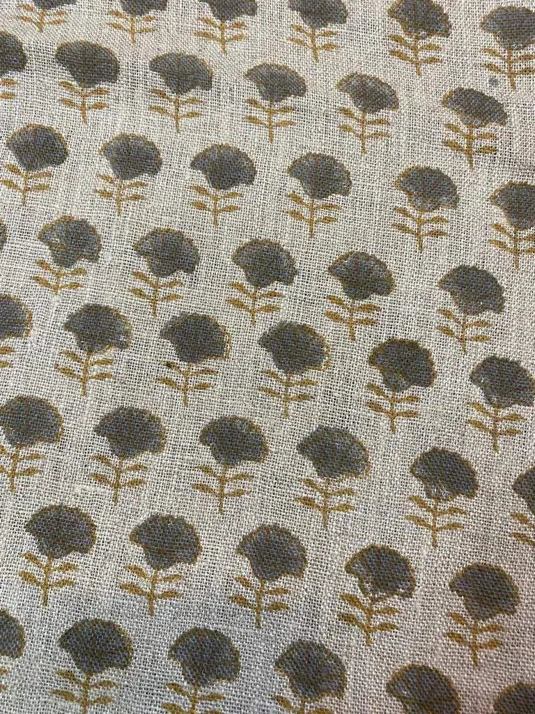Arianna Block Print Handloom Linen Fabric