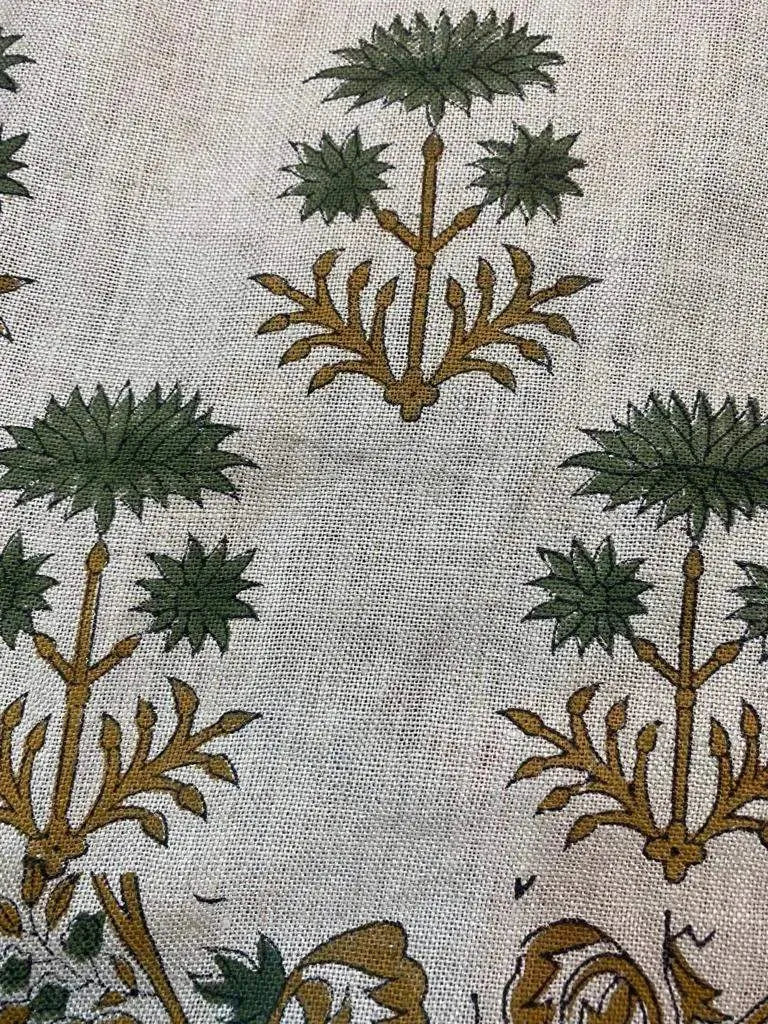 Annalise Block Print Thick Linen Fabric