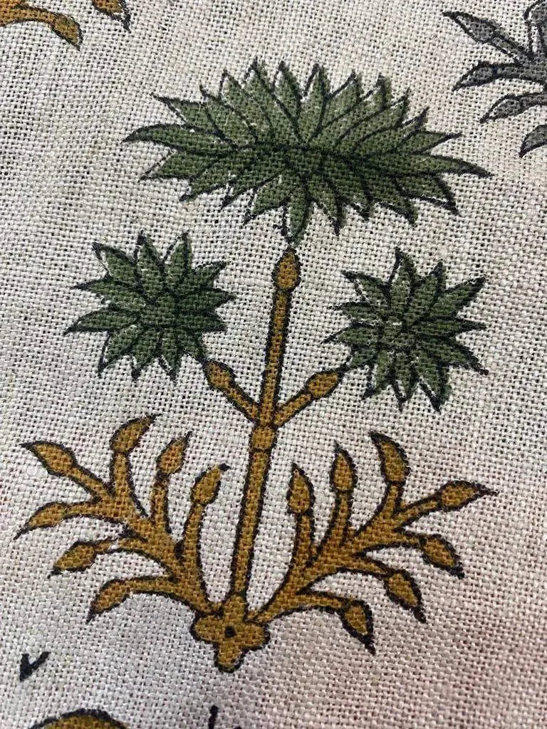 Annalise Block Print Thick Linen Fabric