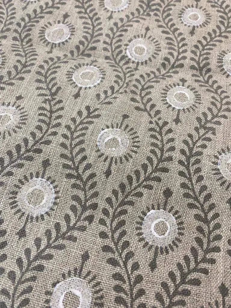 Sharra Motif Handloom Hand Block Linen Fabric