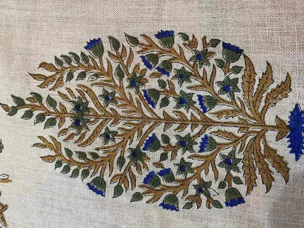 Orenda Block Print Handloom Linen Fabric