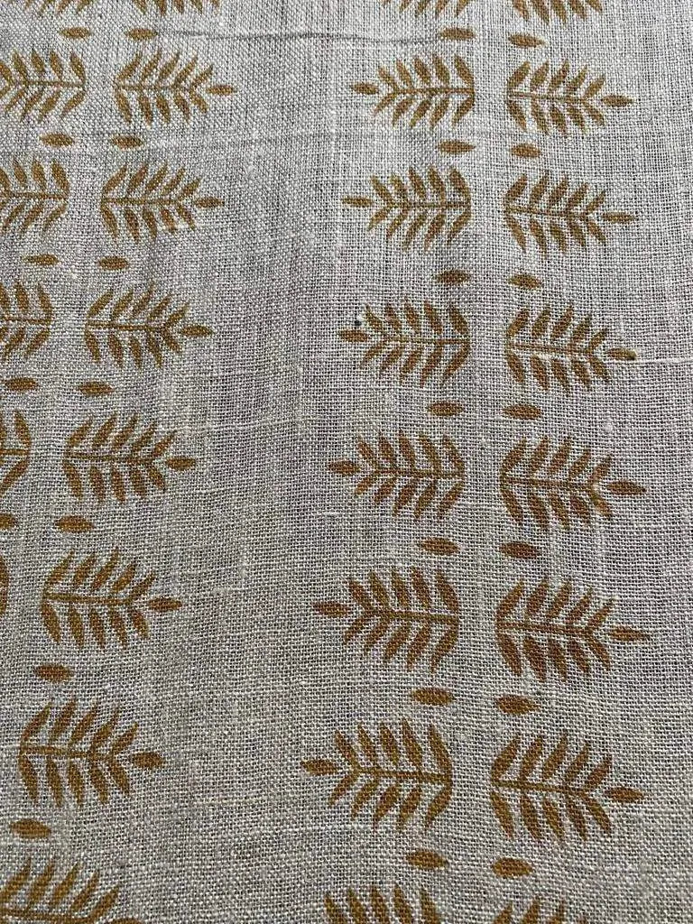 Natural Linen Fabric Indian Linen Fabric Mustrad colour, Block Printing Fabric, Designer Floral Printing on Fabric, Upholstery Fabric, Home - Maple Village Lane