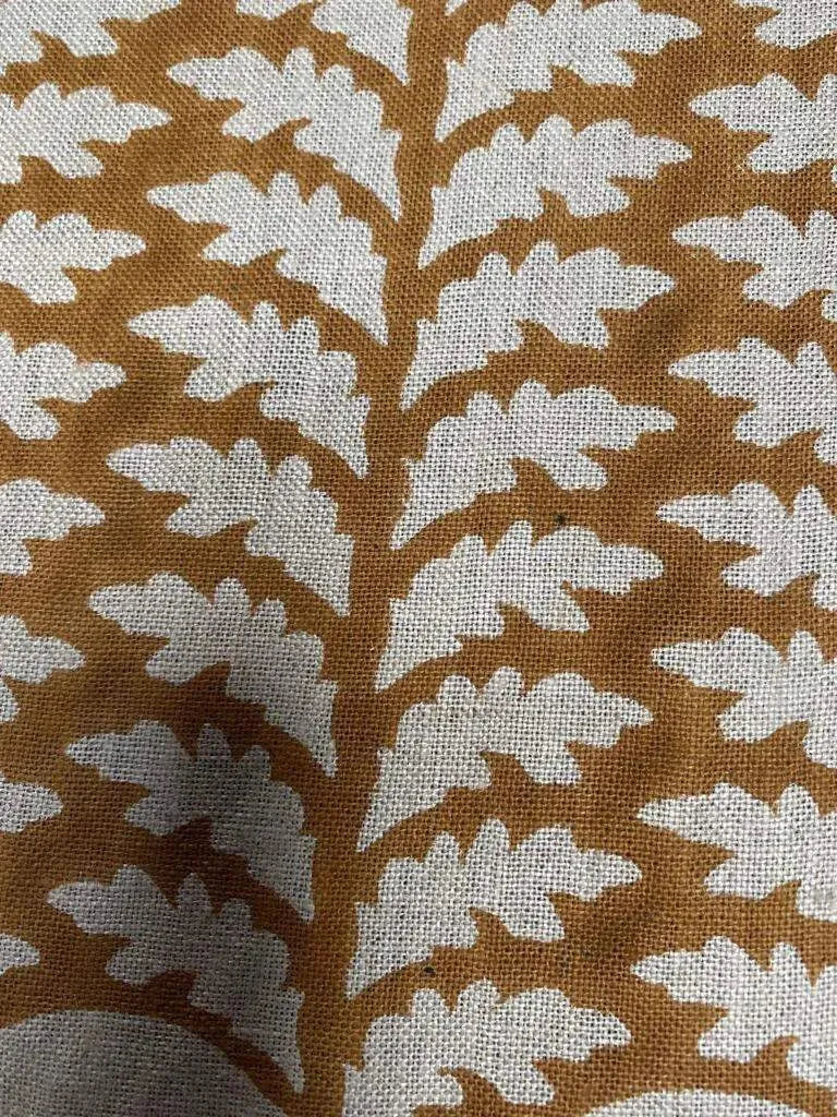 Christmas Block Print Handloom Linen Fabric