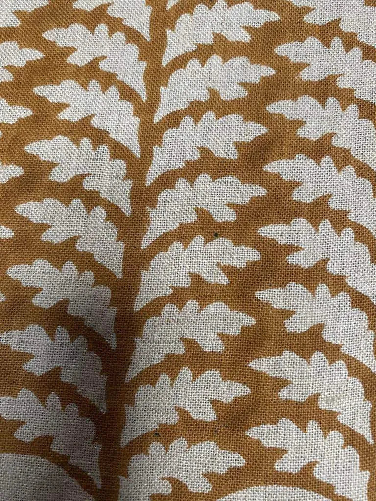 Christmas Block Print Handloom Linen Fabric