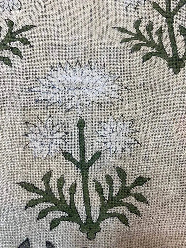 Annalise Block Print Thick Linen Fabric