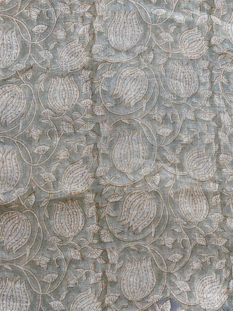 Uleira Block Print Handloom Linen Fabric