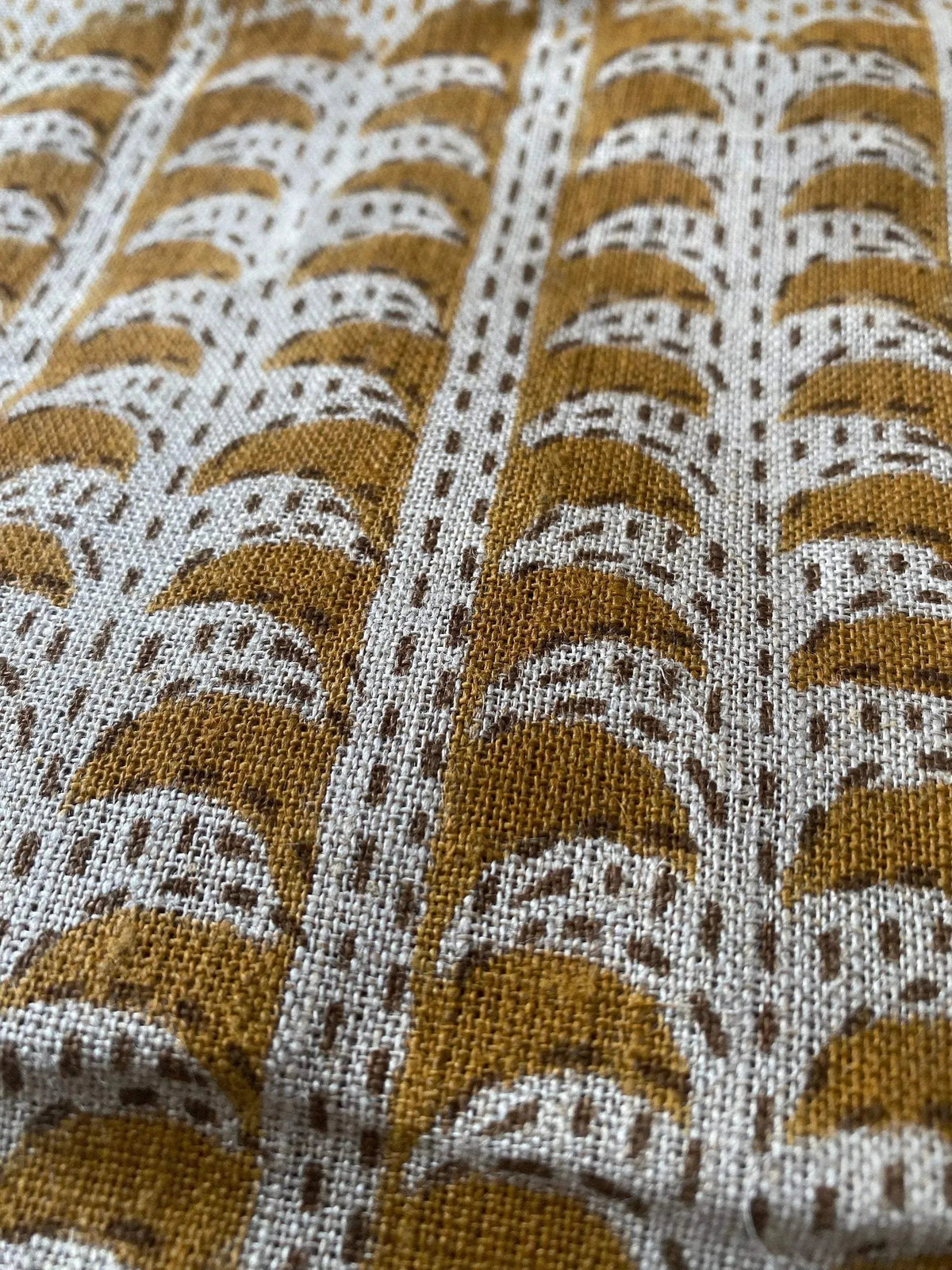 Urielle Block Print Handloom Linen Fabric