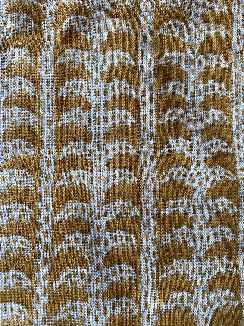 Aenara Block Print Handloom Linen Fabric