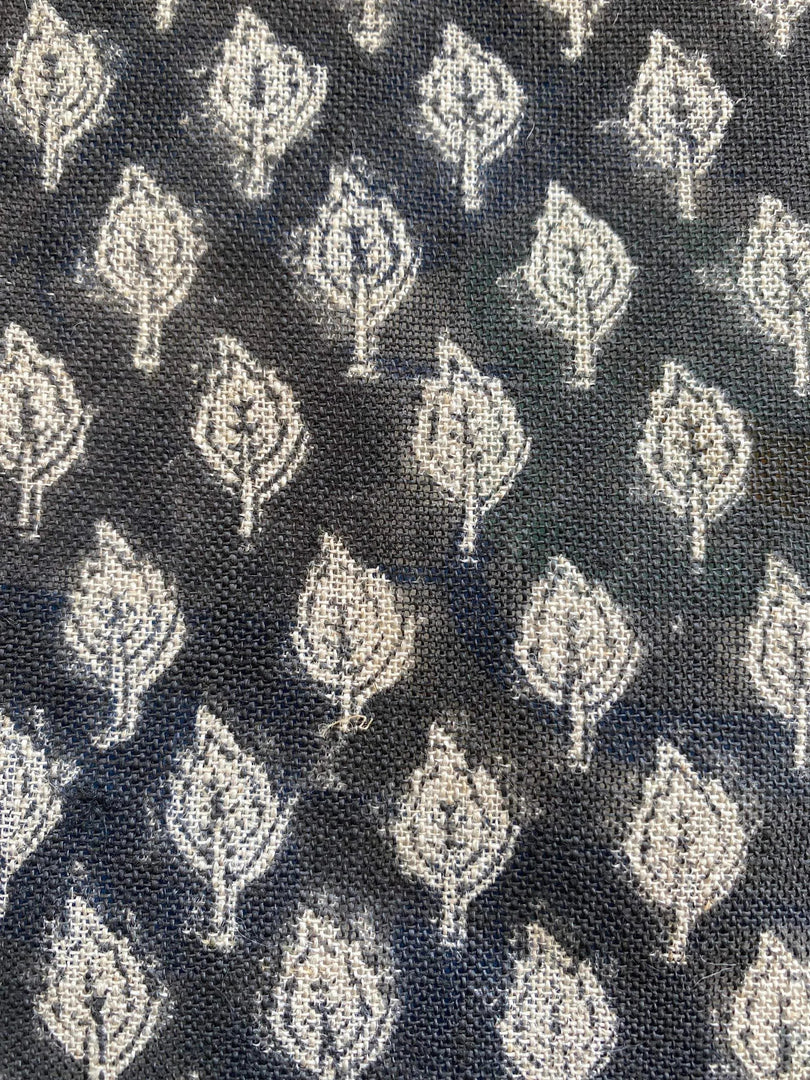 Rolly Block Printed Linen Fabric - Decor, Pillows ,Upholstery, Curtain