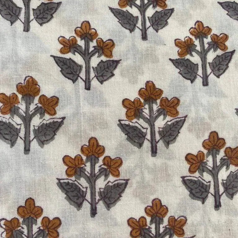 Luxen Floral Hand Block Print Cotton Fabric