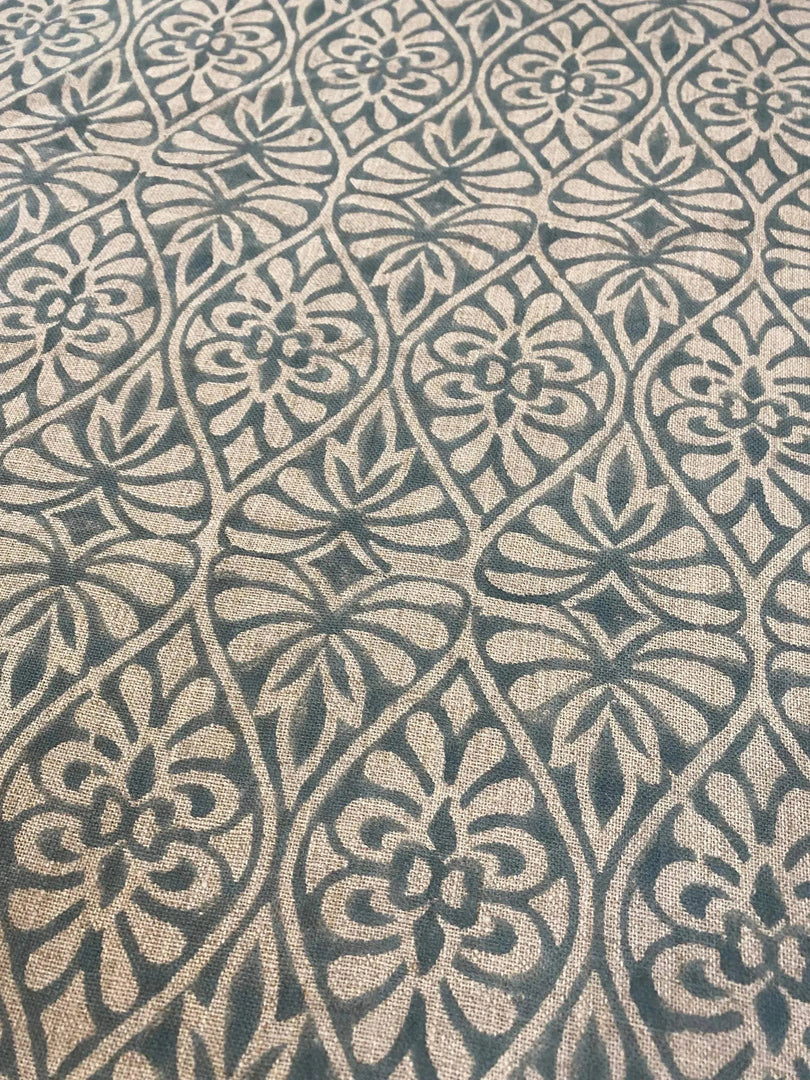 Waller Hand Block Printed Linen Fabric
