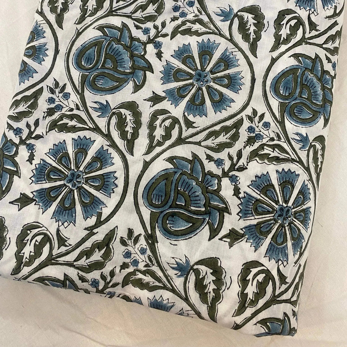 Dalvyn Floral Block Print Cotton Fabric
