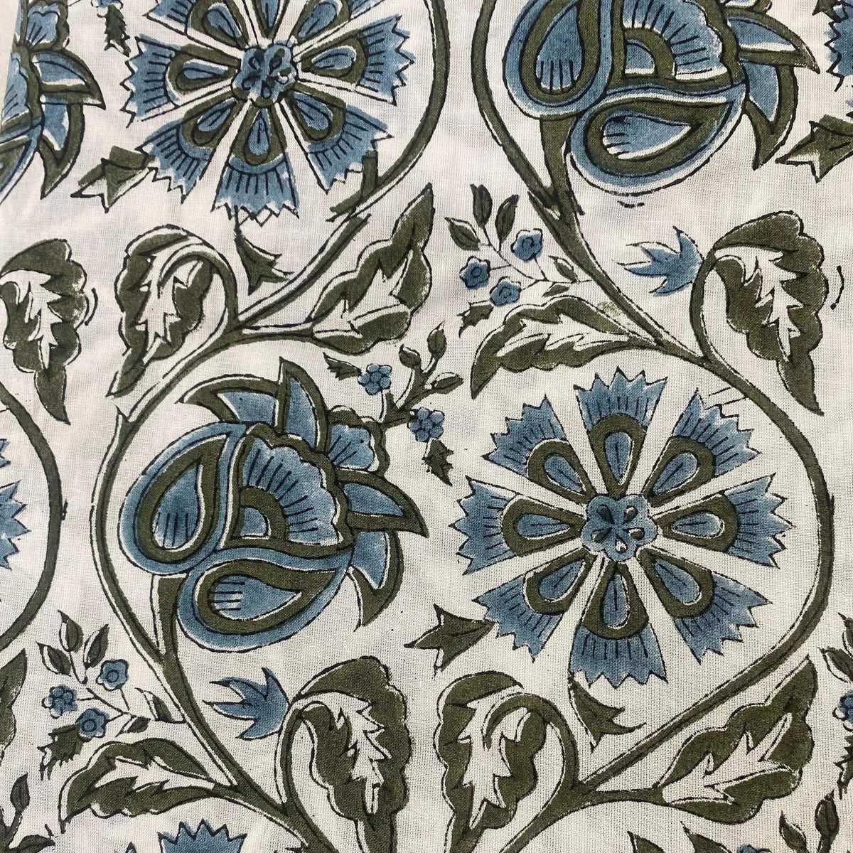 Dalvyn Floral Block Print Cotton Fabric