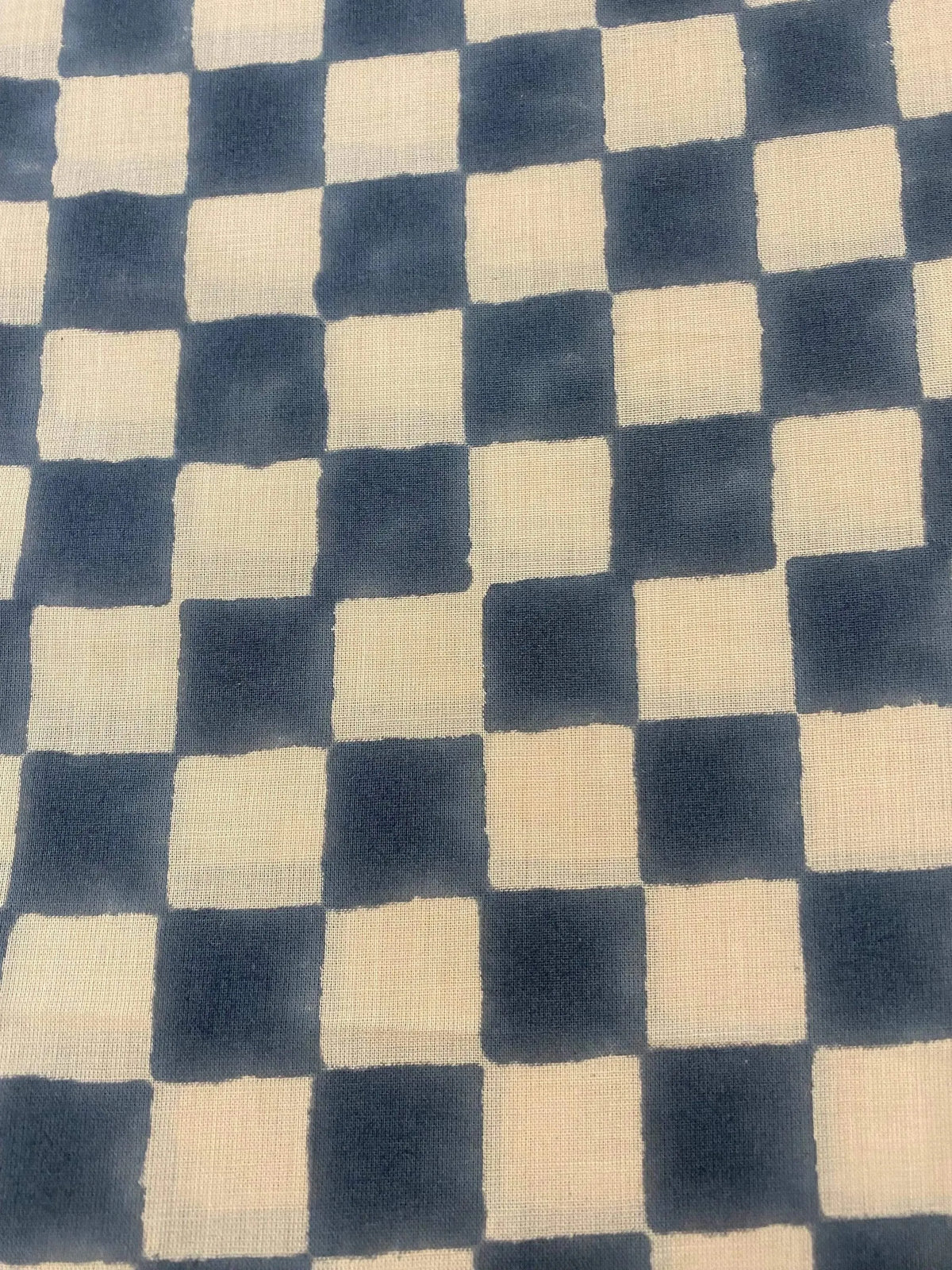 Vysael Checks Hand Block Print Cotton Fabric