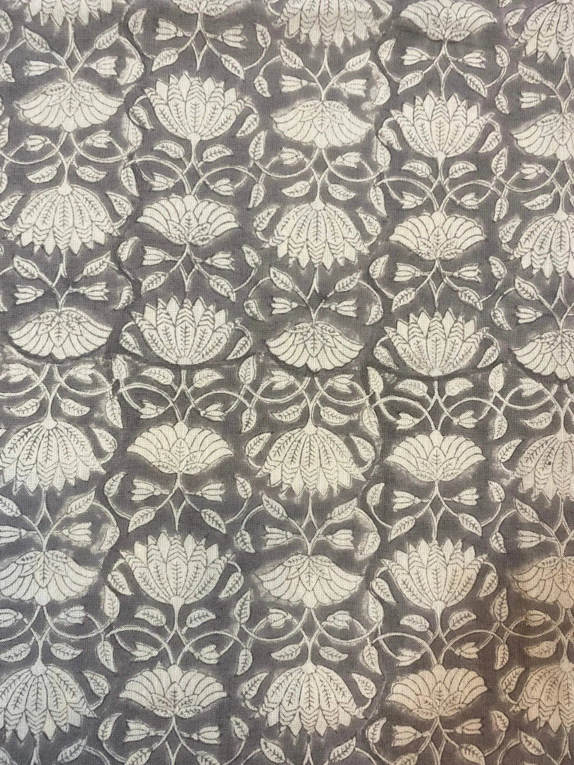Inkwash Block Print Handloom Linen Fabric