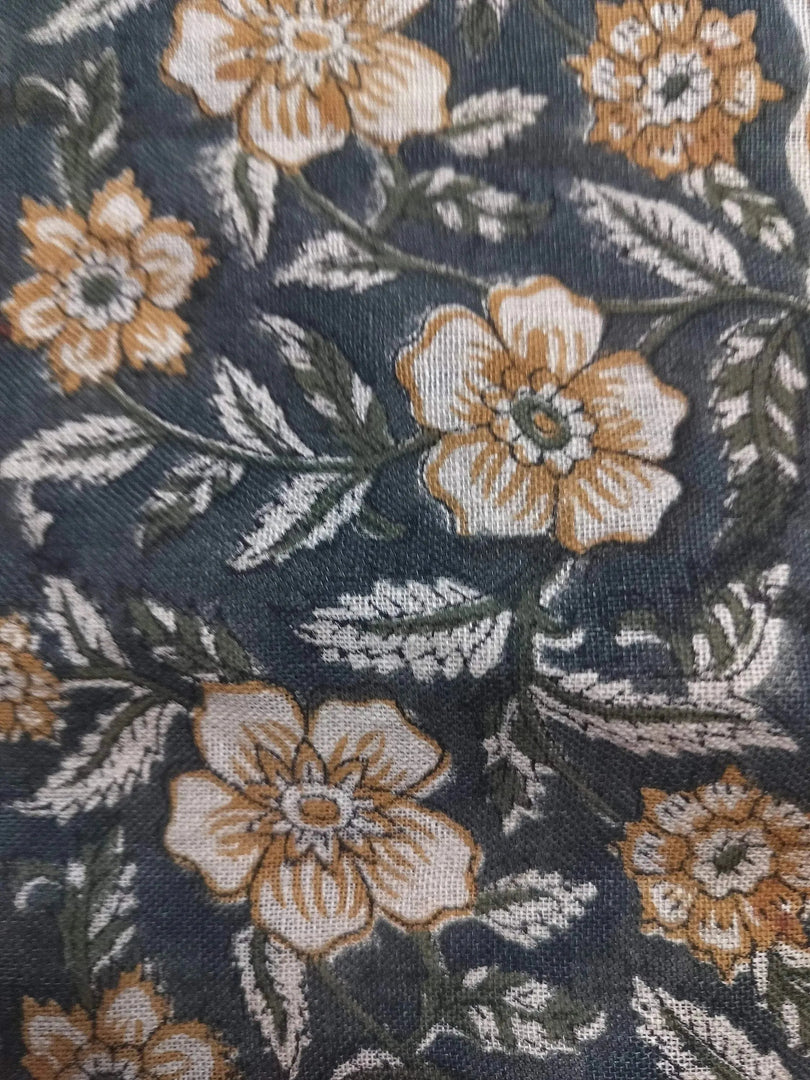 Jia Indian Hand Block Print Linen Fabric