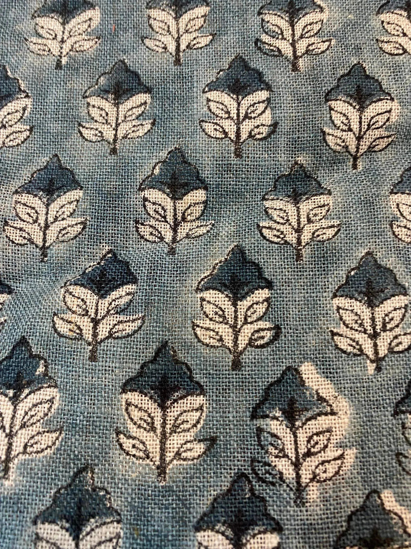 Fayrah Block Print Handloom Linen Fabric