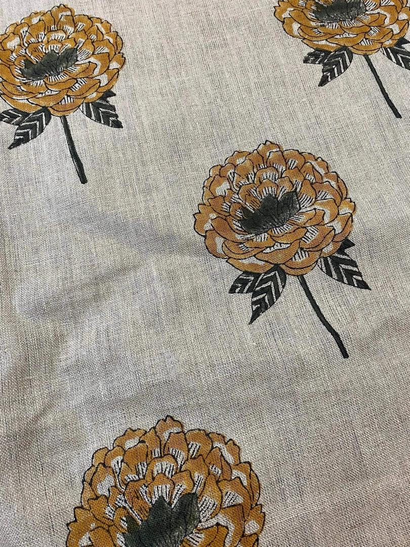 Willy Hand Block Printed Heavy Linen Fabric