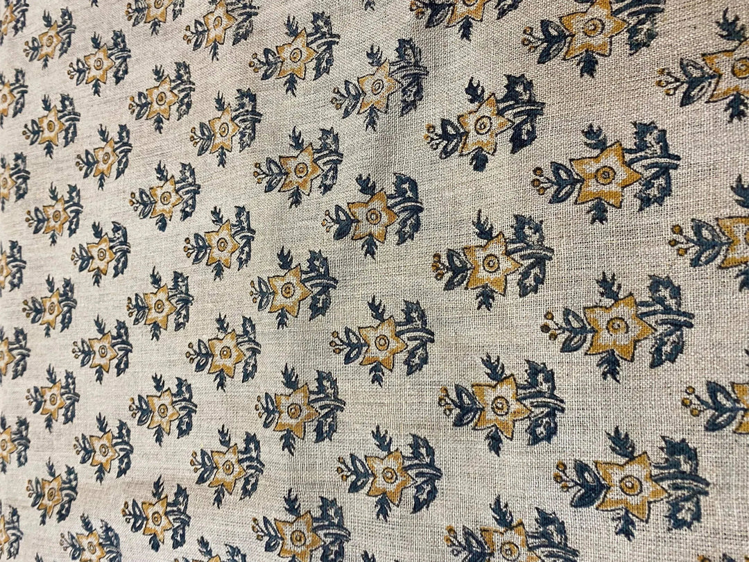 Calthea Block Print Handloom Linen Fabric