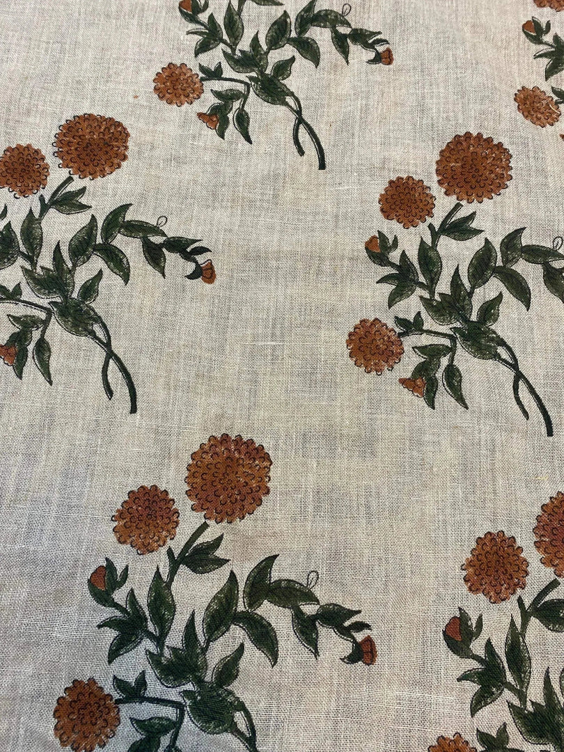 Mireza Block Print Handloom Linen Fabric
