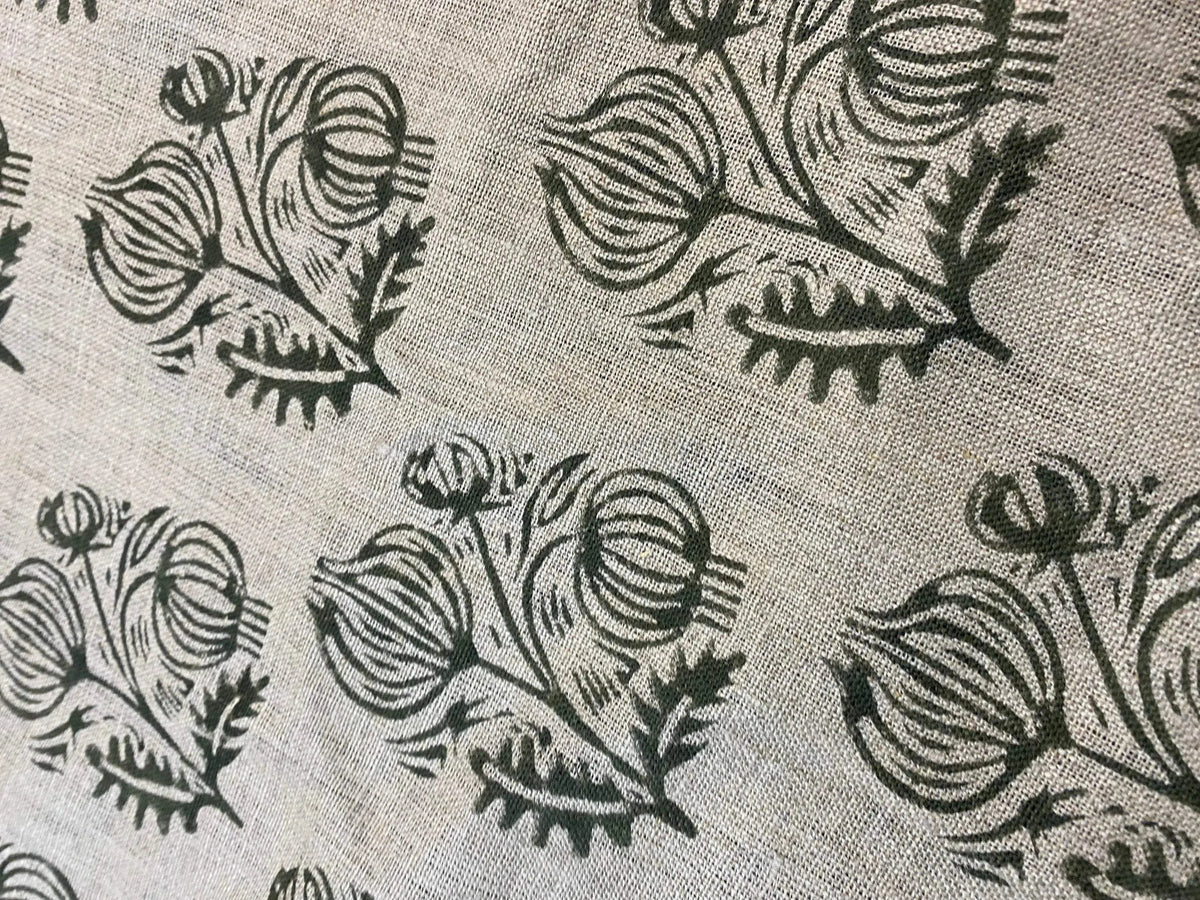 Jessy Block Print Handloom Linen Fabric
