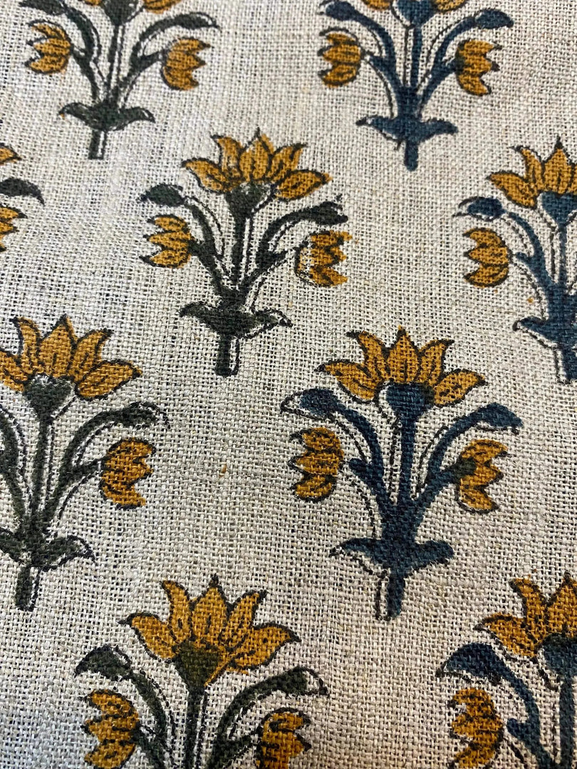 Sorell Block Print Handloom Linen Fabric