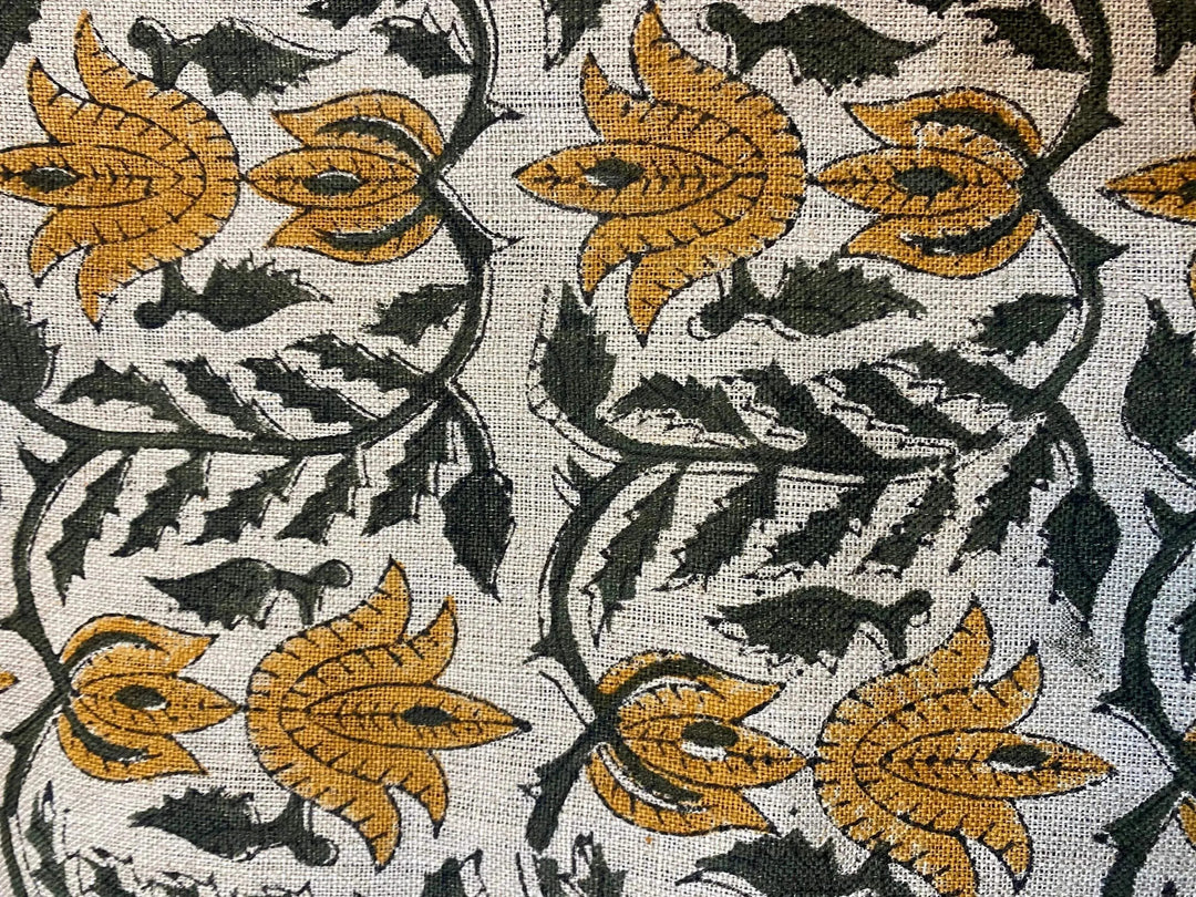 Bhabhi Hand Block Print Linen Fabric