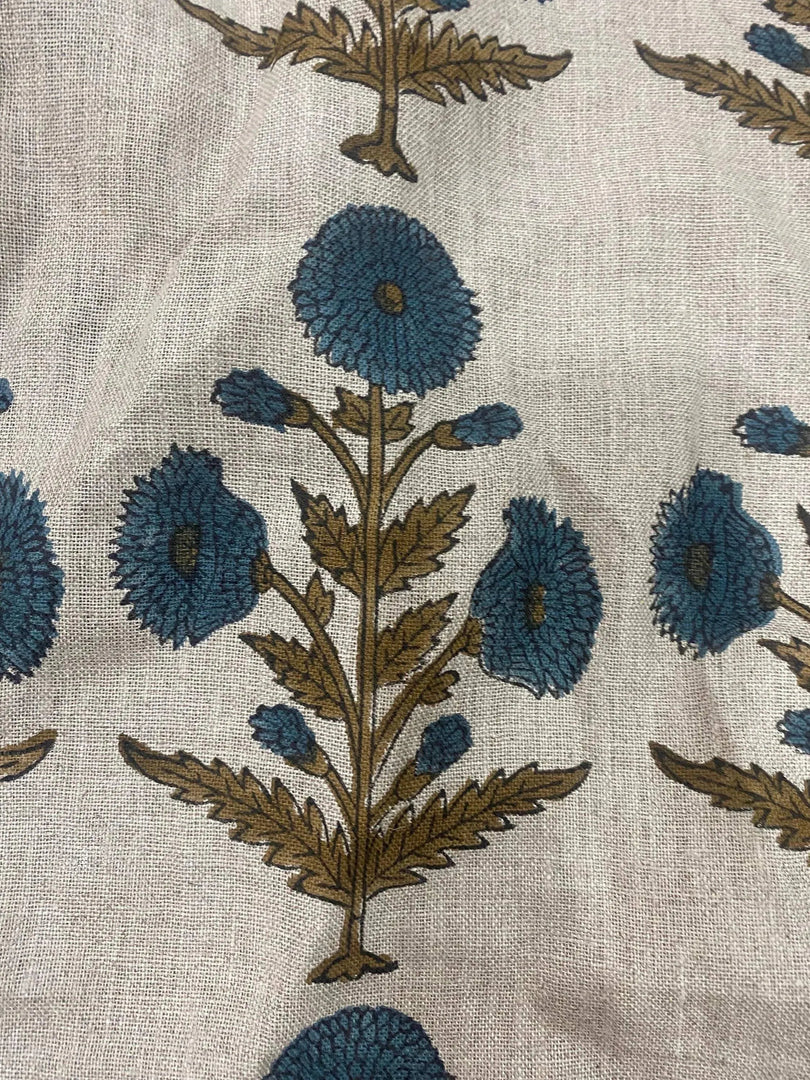 Warpelle Block Print Handloom Linen Fabric