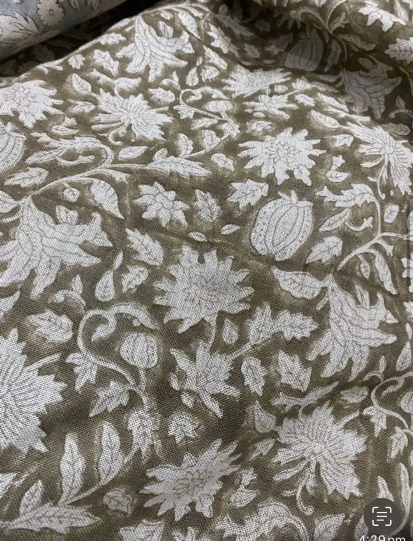 Ulvina Block Print Handloom Linen Fabric