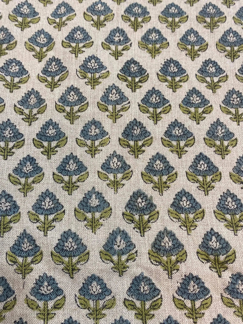 Ziya Hand Block Printed Linen Fabric