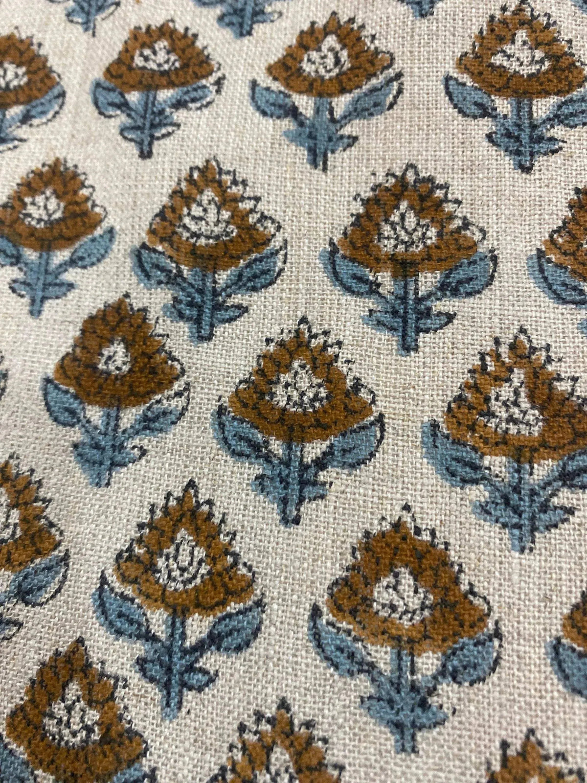 Brooke Hand Block Printe Linen Fabric