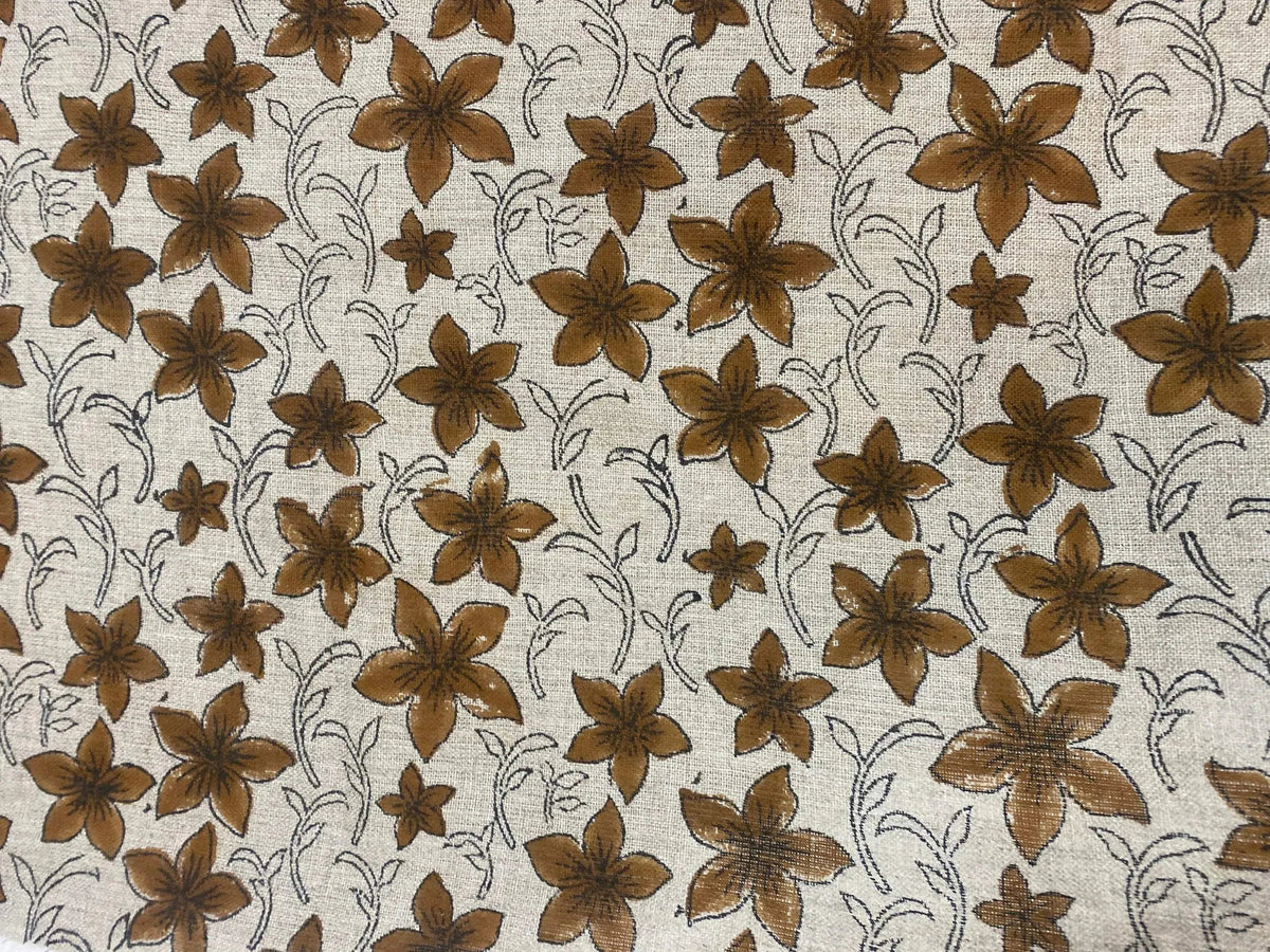 Ravelyn Block Print Handloom Linen Fabric