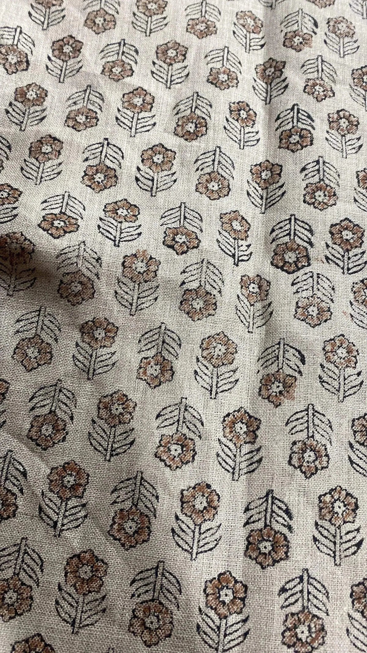 Neva Block Print Handloom Linen Fabricic