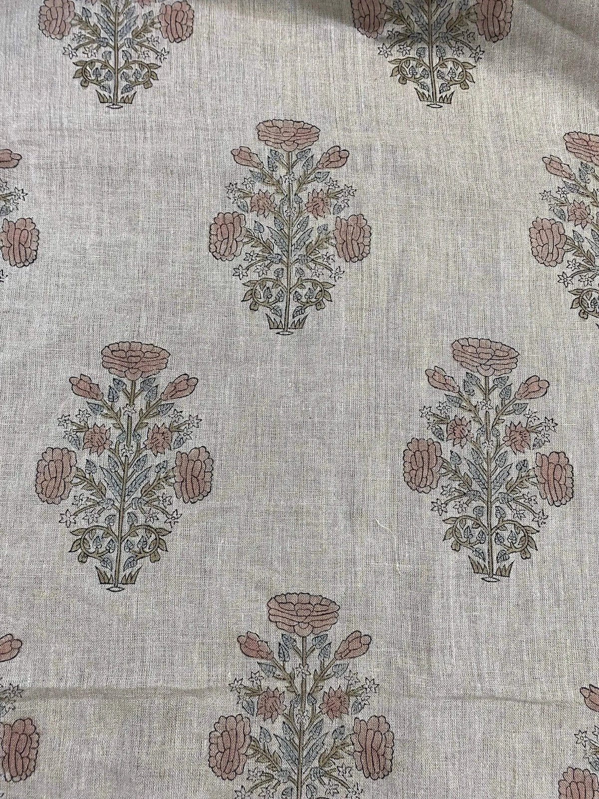Breezal Block Print Handloom Linen Fabric