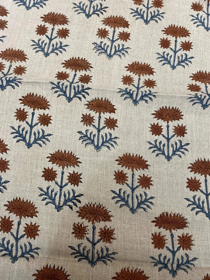 Annalise Block Print Thick Linen Fabric