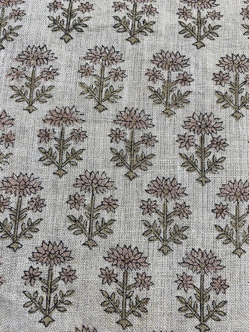 Ilenor Block Print Handloom Linen Fabric