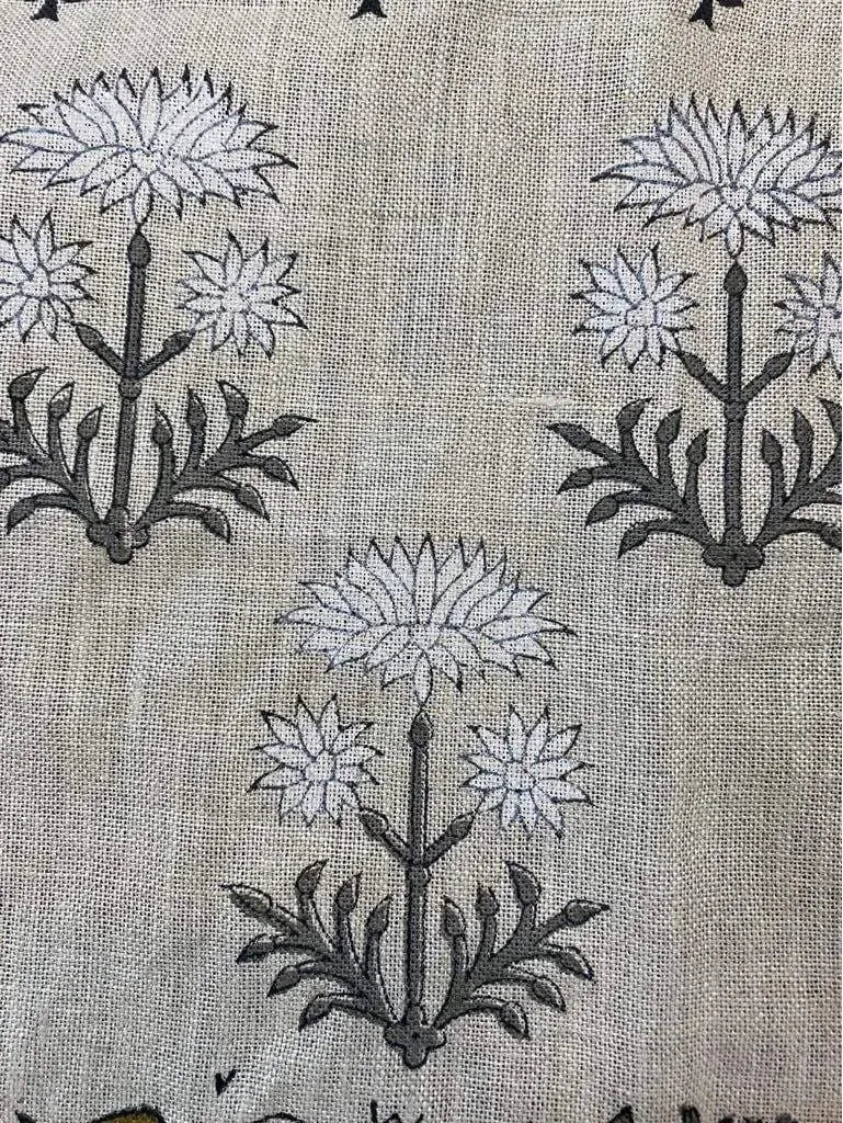Annalise Block Print Thick Linen Fabric