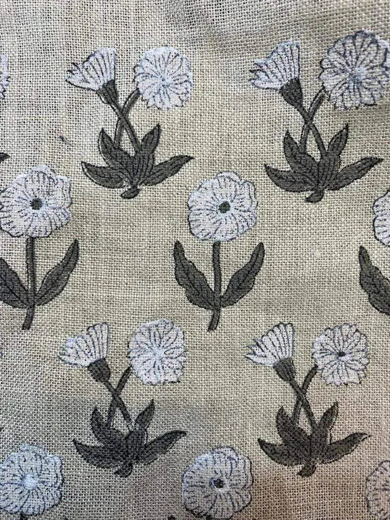 Bravina Block Print Handloom Linen Fabric