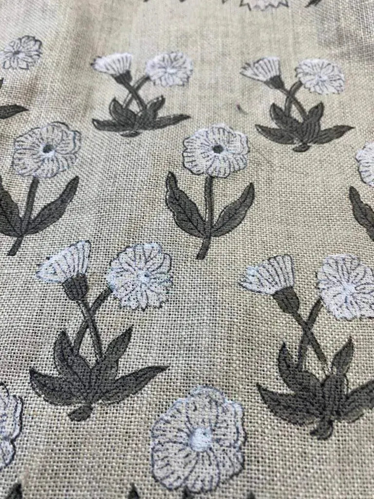 Bravina Block Print Handloom Linen Fabric