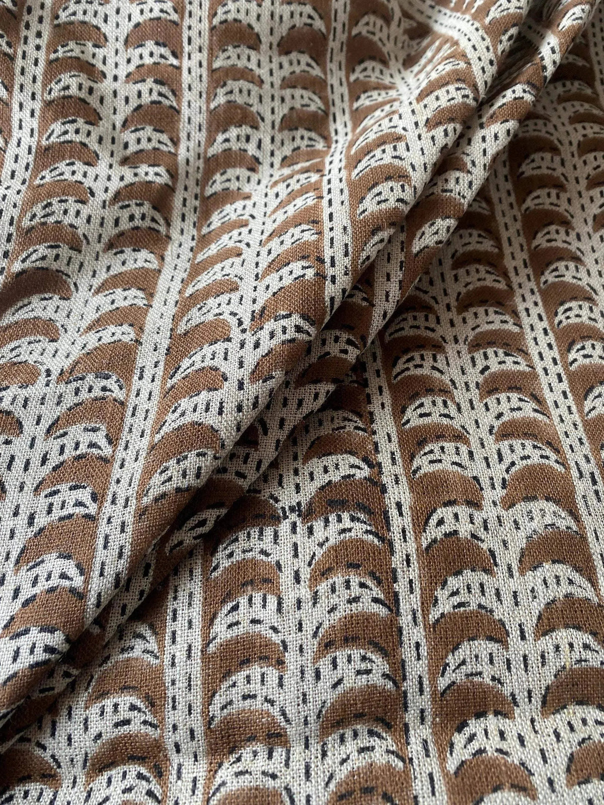 Theodore Hand Block Print Linen Fabric