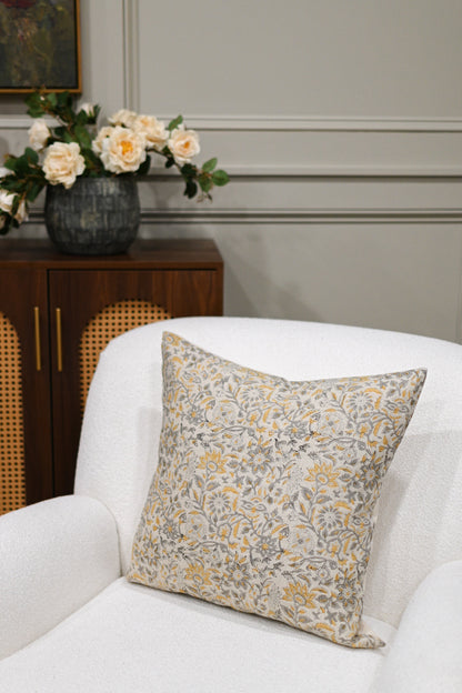 Catherine Ochre Block Print Pillow Cover