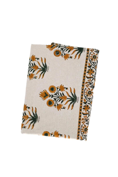 Henry Floral Block Print Tablecloth - Maple Village Lane